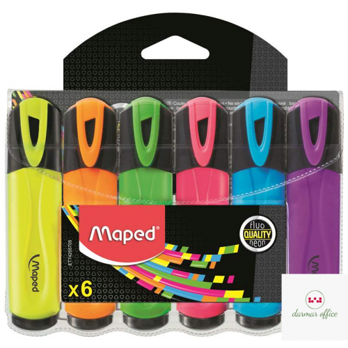 Zakreślacz FLUO PEPS mix kolorów 6szt etui z zawieszką MAPED 742557