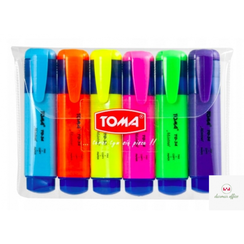 Zakreślacz MISTRAL, szeroka końcówka 1-5mm, mix 6 kolorów TO-334 Toma