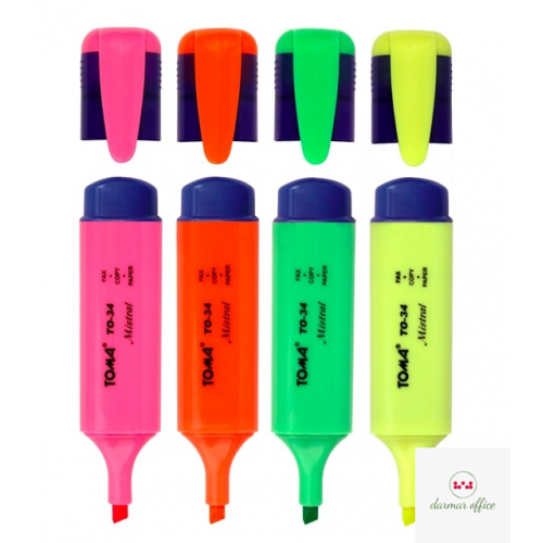 Zakreślacz MISTRAL, szeroka końcówka 1-5mm, mix 4 kolory TO-334 Toma