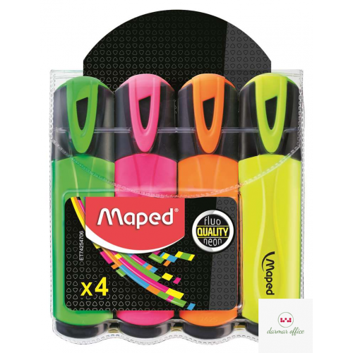 Zakreślacz FLUO PEPS mix kolorów 4szt etui z zawieszką MAPED 742547