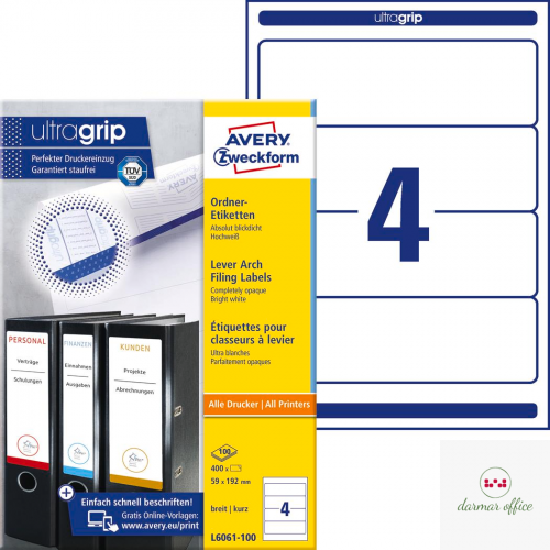 Etykiety na segregatory L6061-100 59x192 100ark Avery Zweckform