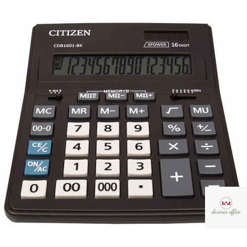 Kalkulator biurowy CITIZEN CDB1601-BK Business Line, 16-cyfrowy, 205x155mm, czarny