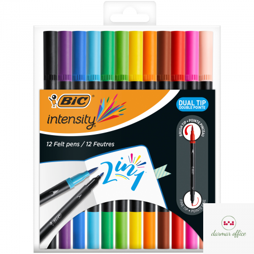 Flamastry dwustronneBIC Intensity Dual Tip Etui 12szt, 989695