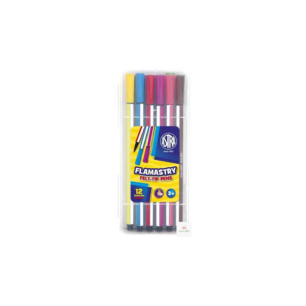 Flamastry Astra heksagonalne w plastikowym boxie - 12 sztuk, 314115001