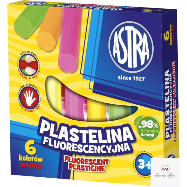 Plastelina Astra fluorescencyjna 6 kolorów, 83811906