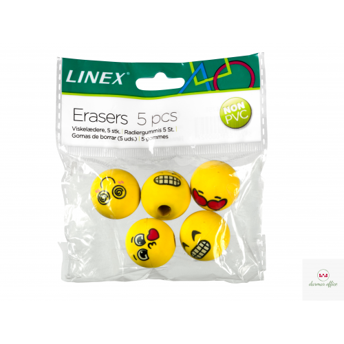 Gumki na ołówek LINEX EMOJI opakowanie 5szt  400114751