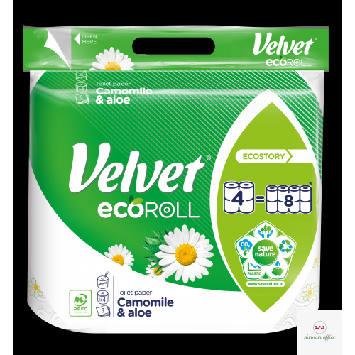 Papier toaletowy Velvet Ecoroll rumianek & aloes 4 rolki