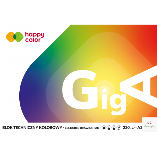 Blok techniczny  GigA kolorowy A2 10ark 220g Happy Color
