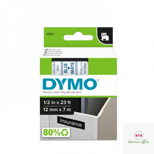 Taśma DYMO D1 - 12 mm x 7 m, niebieski / biały S0720540 do drukarek etykiet