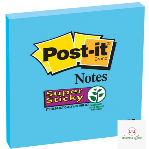 Bloczek samoprzylepny POST-IT_ Super Sticky (654-6SS-EB), 76x76mm, 1x90 kartek, niebieski