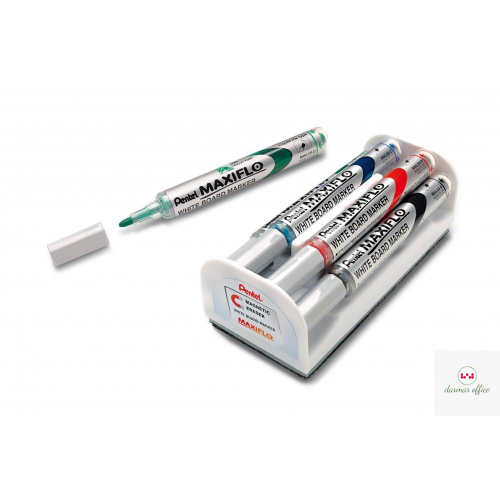 Marker do tablic PENTEL MAXIFLO komplet 4szt z gąbką MWL5S-4N