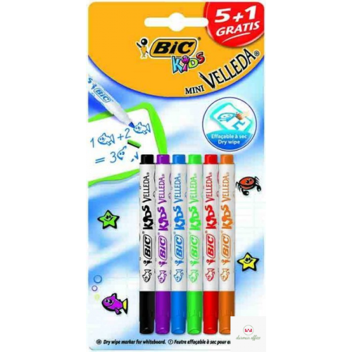 Marker suchościeralny BIC KIDS Mini Velleda Marker Suchościeralny mix Blister 6szt, 8413871