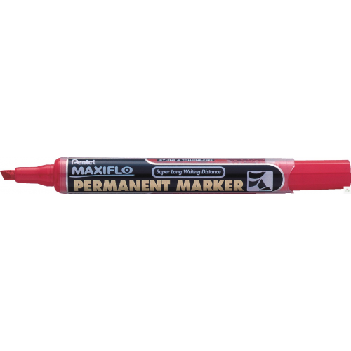 Marker permanentny MAXIFLO NLF60 czerwony ścięty z tłoczkiem PENTEL