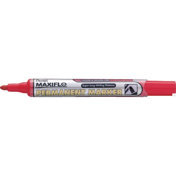 Marker permanentny MAXIFLO NLF50 czerwony okrągły z tłoczkiem PENTEL
