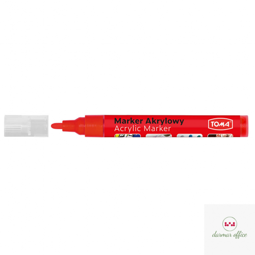 Marker akrylowy, fibrowa końcówka okrągła 2-5mm,  czerwony TO-402 Toma