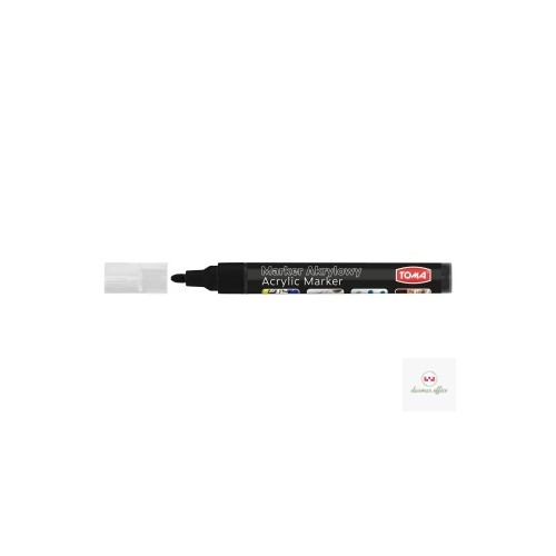 Marker akrylowy, fibrowa końcówka okrągła 2-5mm,  czarny TO-402 Toma