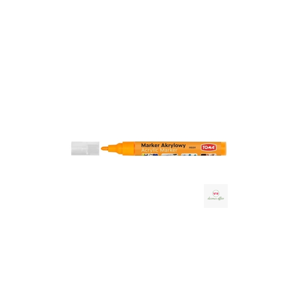Marker akrylowy, fibrowa końcówka okrągła 2-5mm,  pomarańczowy neon TO-402 Toma