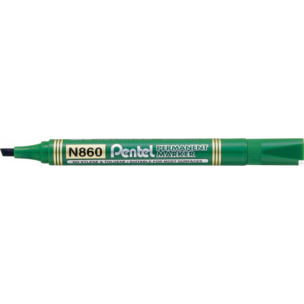 Marker permanentny N860 zielony ścięta końcówka PENTEL