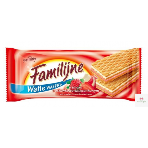 Wafle FAMILIJNE Truskawkowo-śmietankowym 180g JUTRZENKA