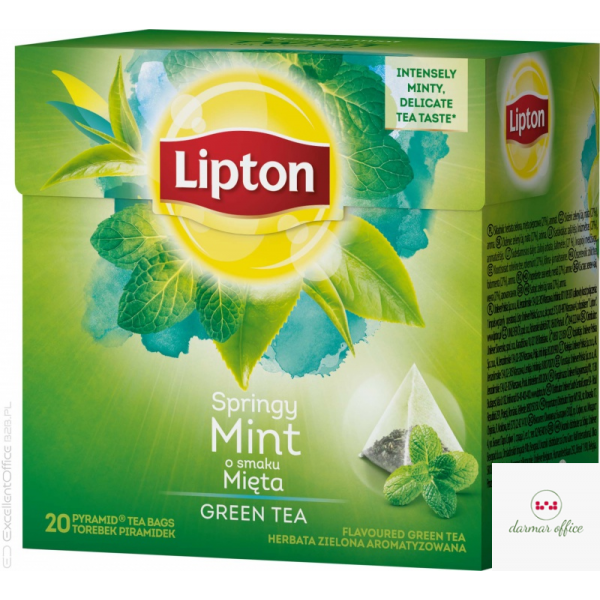 Herbata LIPTON PIRAMID GREEN TEA MIĘTA 20t zielona INTENSE MINT