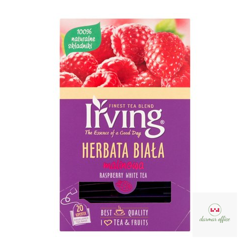 Herbata IRVING malinowa 20 kopert 1,5g biała