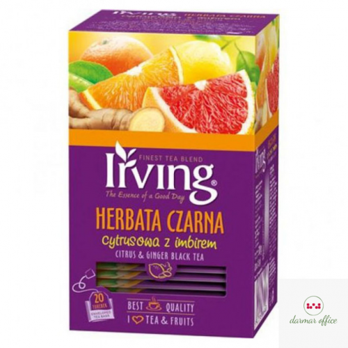 Herbata IRVING cytrusowa z imbirem 20 kopert 1,5g czarna