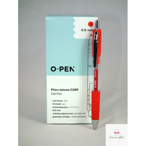Pióra żelowe G289 czerwone 0.5 automatyczne AMA1289816 OPEN długopis żelowy
