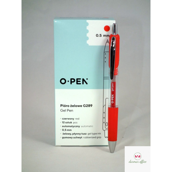 Pióra żelowe G289 czerwone 0.5 automatyczne AMA1289816 OPEN długopis żelowy