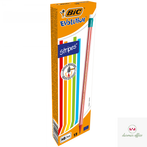 Ołówek z gumką BIC Evolution Stripes 646 HB , 8960342