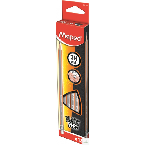 Ołówek drewniany z gumką Blackpeps 2H MAPED 851723