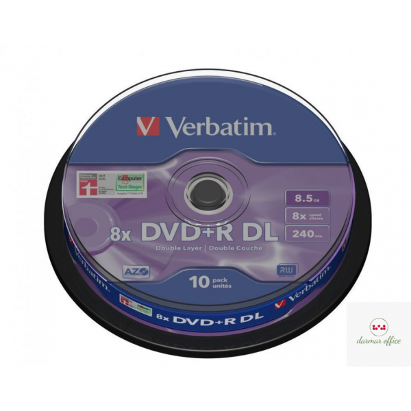 Płyta DVD+R VERBATIM DL CAKE(10)DoubleLayer 8.5GB x8 MattSil 43666
