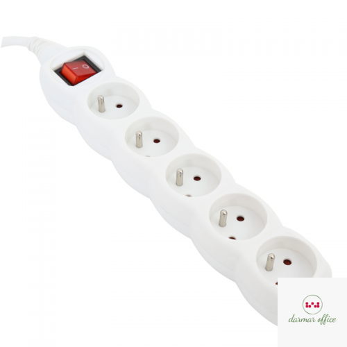 Listwa zasilająca z 5 gniazdami 3 m biała OMEGA OL5F3W