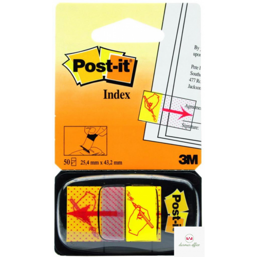 Zakładki indeksujące POST-IT z nadrukiem ręka+ołówek (680-31), PP, 25,4x43,2mm, 50 kart.