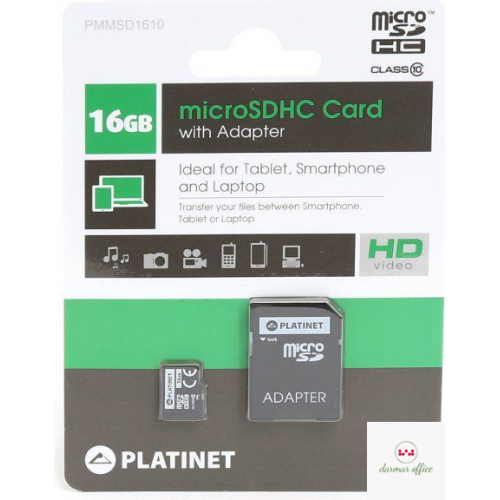 Karta pamięci Micro SDhc + adapter SD 16GB SECURE DIGITA class10 Platinet PMMSD1610