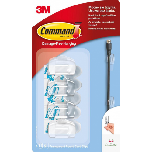 Uchwyty do kabli COMMAND (17017 PL), małe, 4szt., transparentne