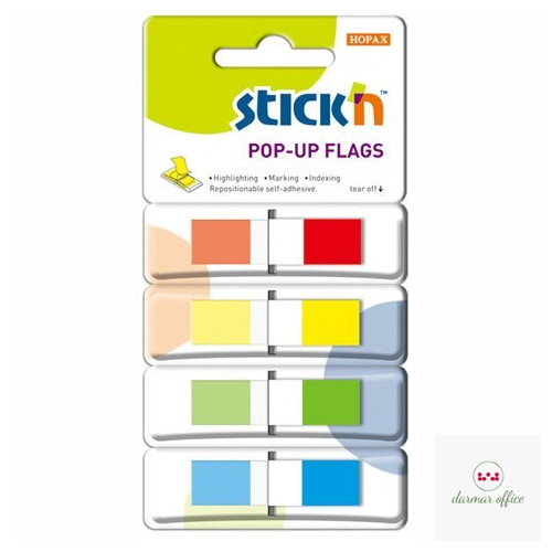 Zakładki indeksujące w podajniku 45x12mm 140/4 kolory STICK"N 26020