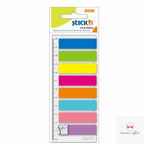 Zakładki indeksujące neon 8x 25szt.+Linijka STICK"N 21345