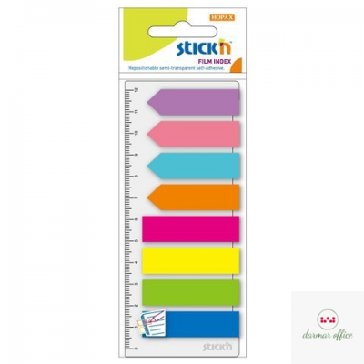 Zakładki indeksujące neon 8x25szt.(Paski+Strzałki) +Linijka STICK"N 21346