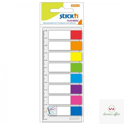 Zakładki Indeksujące 8 kolorów neon x 15szt.+Linijka STICKN 21467