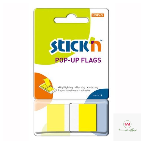 Zakładki indeksujące 45x25mm 50szt żółte podajnik STICK"N 26022
