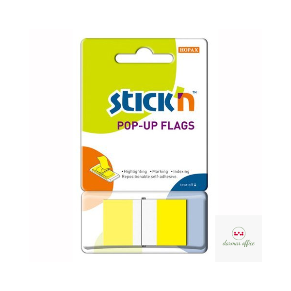 Zakładki indeksujące 45x25mm 50szt żółte podajnik STICK"N 26022