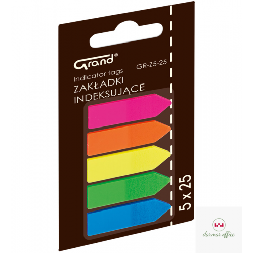 Zakładki indeksujące GRAND GR-Z5-25, strzałki 5 kol., 45 x 12 mm 150-1417