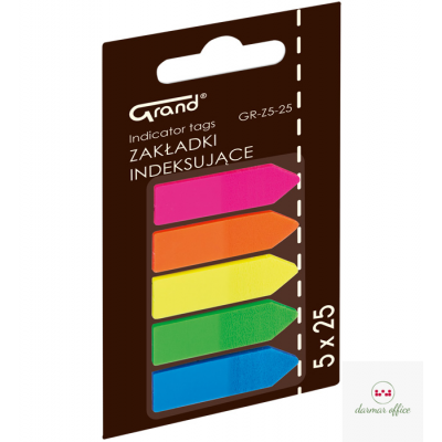 Zakładki indeksujące GRAND GR-Z5-25, strzałki 5 kol., 45 x 12 mm 150-1417