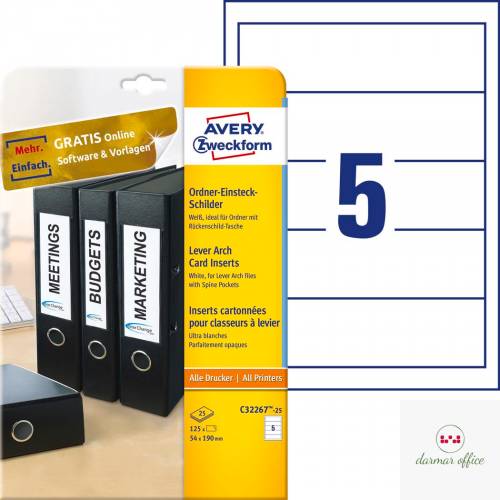 Wkłady do segregatorów C32267-25 54x190 25 ark. Avery Zweckform