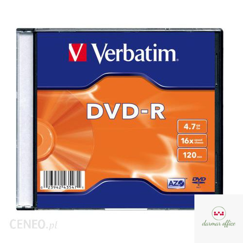 Płyta DVD-R VERBATIM SLIM 4.7GB x16 43557