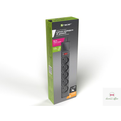 Listwa zasilająca TRACER PowerPatrol czarna 5m 5 gniazd TRL-100C TRALIS47138