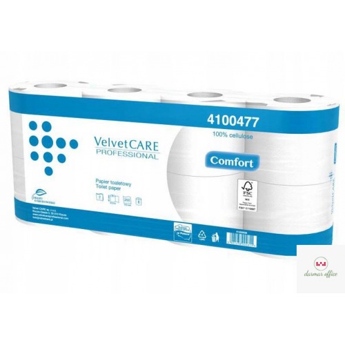 Papier toaletowy celuloza, 2 warstwy, biały, 27,5m - 250 listków (8szt) VELVET PROFESSIONAL Comfort 4100477