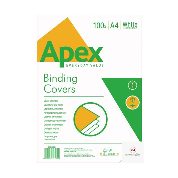 APEX okładki do bindowania A4 (białe, skóropodobne) op. 100szt. 6500901 FELLOWES
