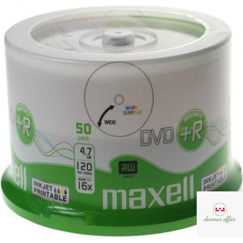Płyta MAXELL DVD+R 4.7GB 16x, (50szt) PRINTABLE, white, do nadruku, cake 275702