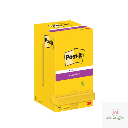 Bloczek samoprzylepny SUPER STICKY 654-S, 76X76MM, 12x90kartek, żółty POST-IT, 3M